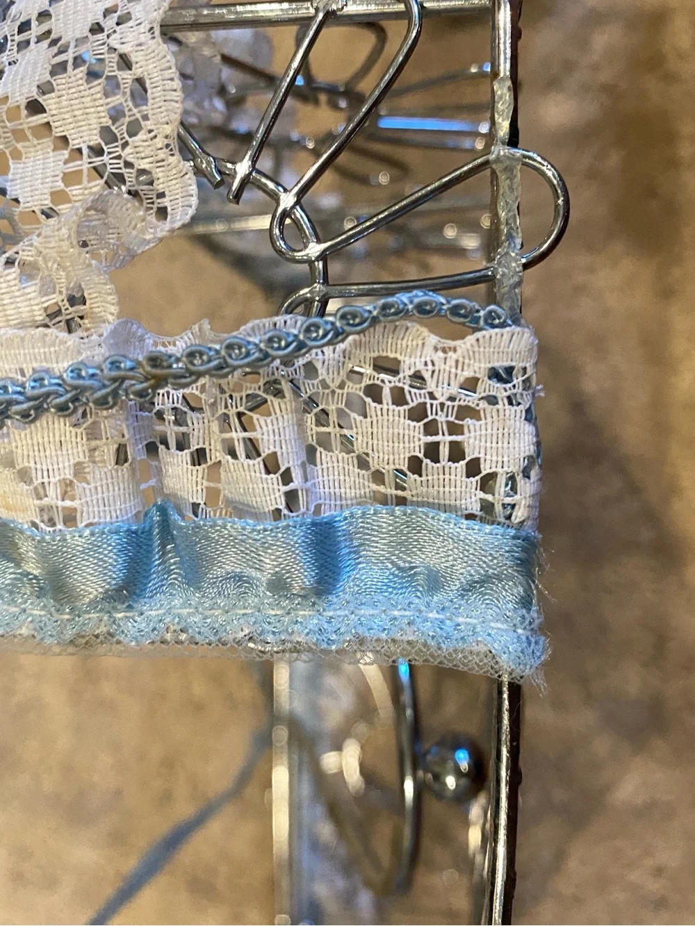Basket, Metal Floral Divided Organizer Silver Finish